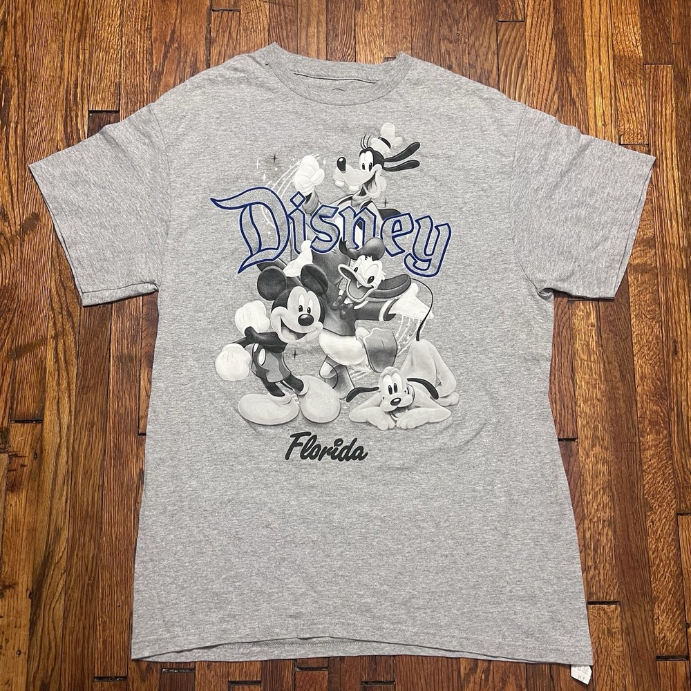 Disney Florida T Shirt Size Large Gray Cotton Mickey Mouse
